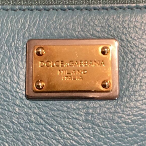 DOLCE & GABBANA BLUE LEATHER SHOULDER SATCHEL TOTE BAG - Picture 13 of 16